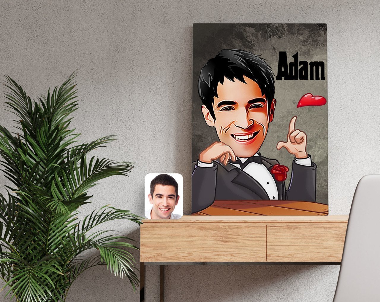 Kişiye Özel Adam Karikatürlü Kanvas Tablo 50x70cm-3