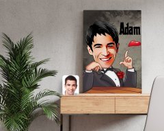 Kişiye Özel Adam Karikatürlü Kanvas Tablo 50x70cm-3