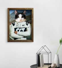 Evcil Dostlara Özel Pilot Tasarımlı Portre Doğal Masif Ahşap Çerçeveli Tablo 30x40cm-4