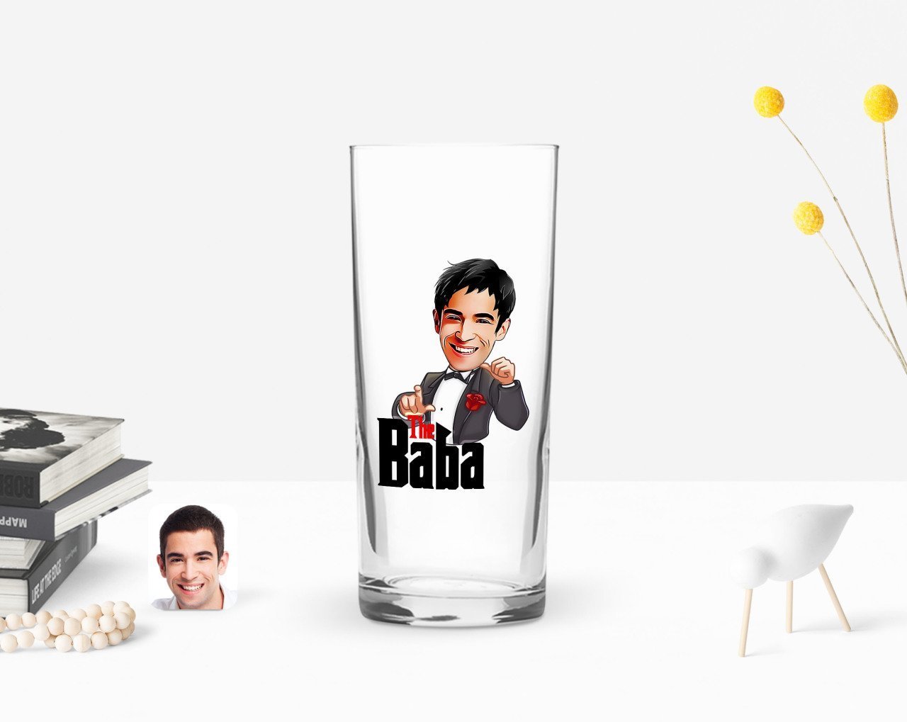 Kişiye Özel Renkli Baskılı Godfather Baba Karikatürlü Rakı Bardağı-7