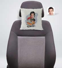 Kişiye Özel İsimli Erkek Gamer Karikatürlü Kare Araç Koltuk Yastığı-1