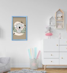 BK Home Sevimli Koala Tasarımlı Dekoratif Mavi Ahşap Çerçeveli Çocuk Odası Tablo-1