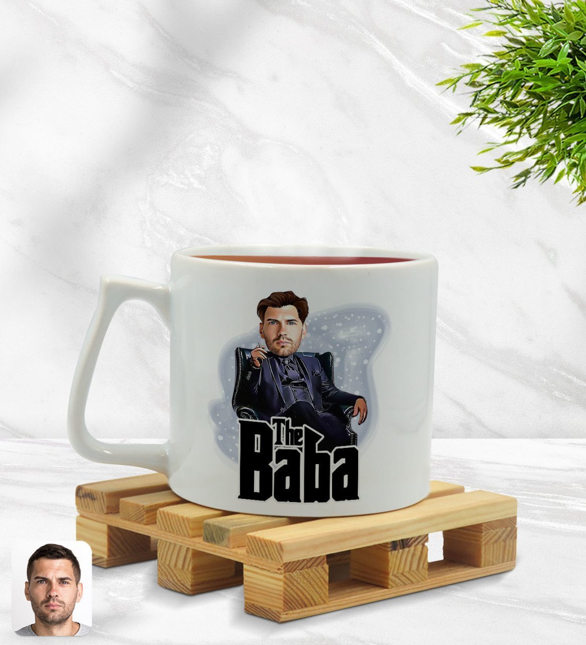 Kişiye Özel Baba Godfather Karikatürlü Middle Beyaz Kupa Bardak Model 8
