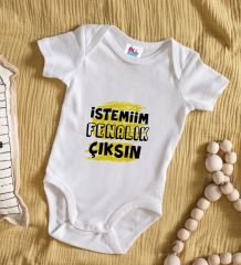 BK Kids İstemiim Fenalık Çıksın Tasarımlı Beyaz Bebek Body Zıbın-1