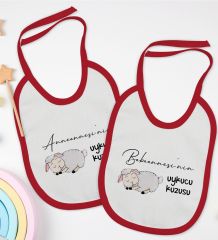 BK Kids Anneanne ve Babaanne Tasarımlı 2’li Kırmızı Mama Önlüğü-1