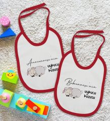 BK Kids Anneanne ve Babaanne Tasarımlı 2’li Kırmızı Mama Önlüğü-1