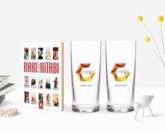 Kişiye Özel Renkli Baskılı Gaziantep Tasarımlı Turistik İkili Rakı Bardağı ve Rakı Cep Kitabı Hediye Seti-1