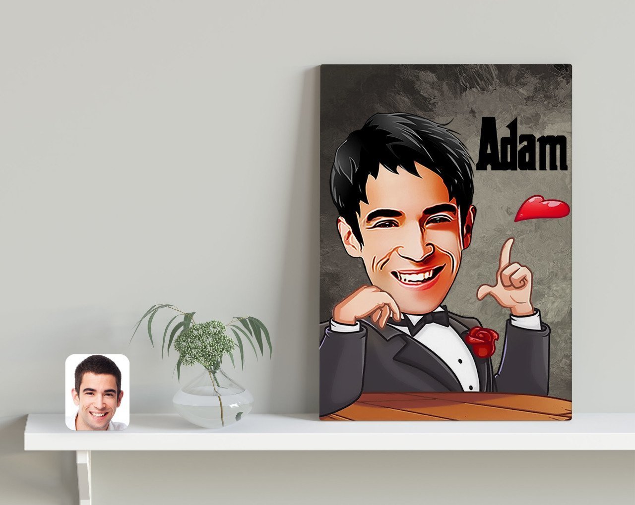 Kişiye Özel Adam Karikatürlü Kanvas Tablo 30x50cm-3