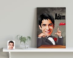 Kişiye Özel Adam Karikatürlü Kanvas Tablo 30x50cm-3