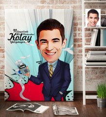 Kişiye Özel Bay Muhasebeci Karikatür Kanvas Tablo (70 x 100 cm.) 1