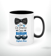 Kişiye Özel Canım Babam Tasarımlı Siyah Beyaz Kupa Bardak-1