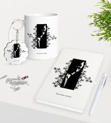 Kişiye Özel Atatürk Temalı Kupa Anahtarlık Beyaz Defter Kalem Hediye Seti-8