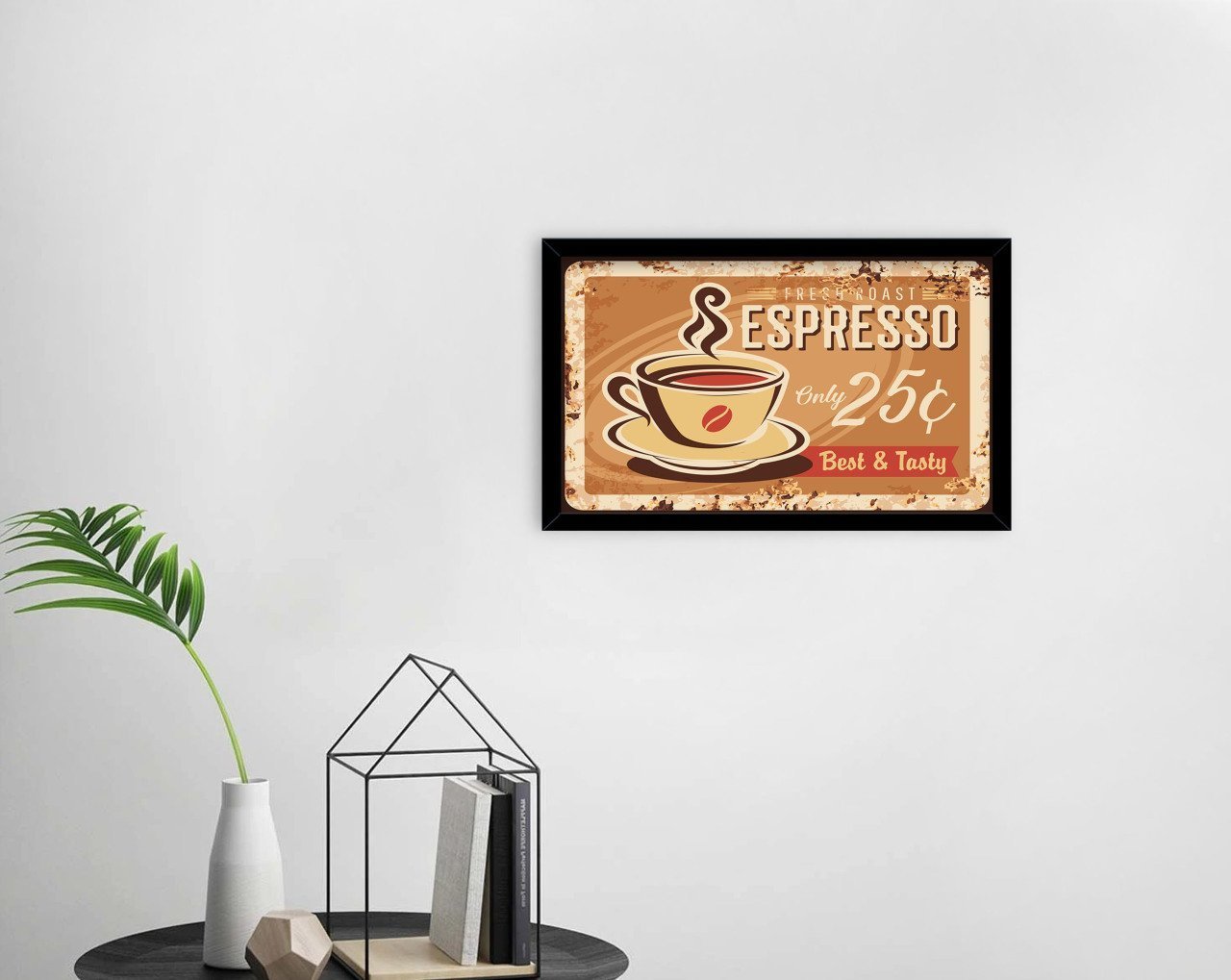 BK Home Coffee Tasarımlı Dekoratif Ahşap Siyah Çerçeveli Tablo-37