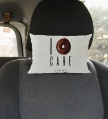 Kişiye Özel İsimli Don't Care Tasarımlı Dikdörtgen Araç Koltuk Yastığı-1