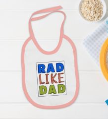 BK Kids Rad Like Dad Tasarımlı Pembe Bebek Body Zıbın ve Mama Önlüğü Hediye Seti-1