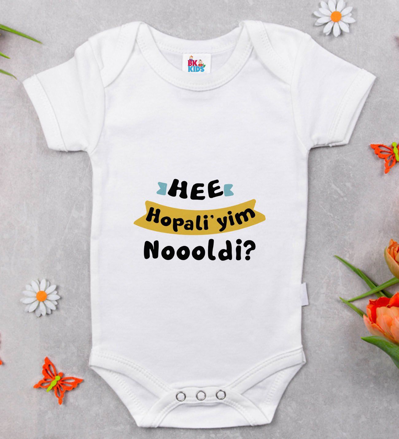 BK Kids Hopaliyim Tasarımlı Beyaz Bebek Body Zıbın-1