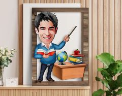 BK Gift Kişiye Özel Erkek Öğretmen Karikatürlü 3D Ahşap Tablo, Sevgiliye Hediye, Arkadaşa Hediye, Yıl Dönümü Hediyesi, Doğum Günü Hediyesi-4