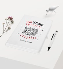 Kişiye Özel Sınıf Öğretmeni Temalı Beyaz Defter Kalem Hediye Seti - 8