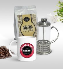Kişiye Özel Dünyanın En İyi Babası Tasarımlı Kupa & French Press & 250gr Filtre Kahve Hediye Seti-7