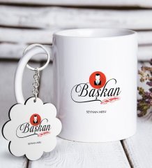 Kişiye Özel Mesleki Başkan Beyaz Kupa ve Anahtarlık Hediye Seti-2