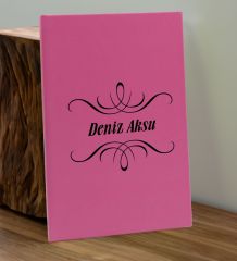 BK Gift Kişiye Özel İsimli Pembe Defter ve Cam Matara Hediye Seti-7, Sevgiliye Hediye, Arkadaşa Hediye, Yeni İş Hediyesi