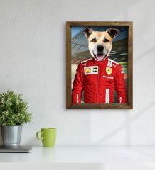 Evcil Dostlara Özel Pilot Tasarımlı Portre Doğal Masif Ahşap Çerçeveli Tablo 30x40cm-2