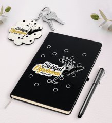 Kişiye Özel Edebiyat Öğretmeni Siyah Defter Kalem Ve Anahtarlık Hediye Seti-3