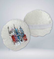 Kişiye Özel İsimli London Tasarımlı Yuvarlak Araç Koltuk Yastığı-4
