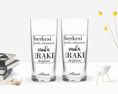 Kişiye Özel Renkli Baskılı Rakı Değilsin Tasarımlı İkili Rakı Bardağı Seti-1