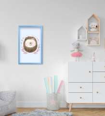 BK Home Sevimli Kirpi Tasarımlı Dekoratif Mavi Ahşap Çerçeveli Çocuk Odası Tablo-3