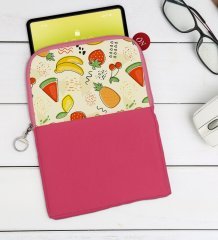BK Gift Meyveler Tasarımlı Taşınabilir Koruyucu Tablet Kılıfı & Organizer Çanta - Pembe-2