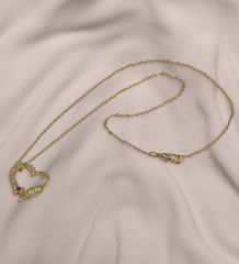 BK Gift Kişiye Özel Zirkon Taşlı Gold Kalp Kolye