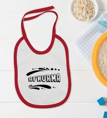BK Kids Afkurma Tasarımlı Kırmızı Bebek Mama Önlüğü-1