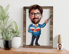 BK Gift Kişiye Özel Erkek Öğretmen Karikatürlü 3D Ahşap Tablo, Sevgiliye Hediye, Arkadaşa Hediye, Yıl Dönümü Hediyesi, Doğum Günü Hediyesi-3
