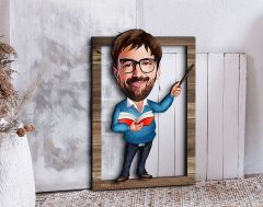 BK Gift Kişiye Özel Erkek Öğretmen Karikatürlü 3D Ahşap Tablo, Sevgiliye Hediye, Arkadaşa Hediye, Yıl Dönümü Hediyesi, Doğum Günü Hediyesi-3