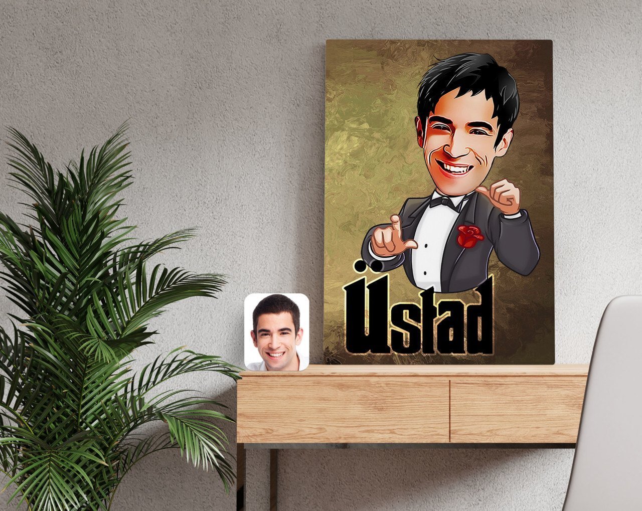 Kişiye Özel Üstad Karikatürlü Kanvas Tablo 50x70cm-2