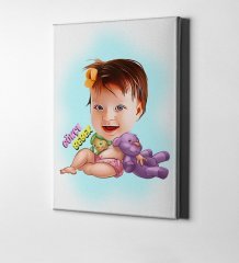 Kişiye Özel Bebek Karikatür Kanvas Tablo (50 x 70 cm.) 4