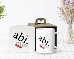 Kişiye Özel Ahşap Kutuda Abi Anlamı Tasarımlı Beyaz Kupa Bardak-1
