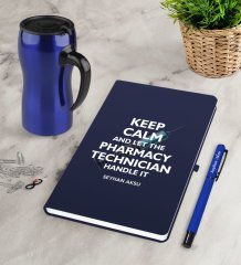 Kişiye Özel Eczacı Teknisyeni Lacivert Defter Kalem Termos Mug Seti