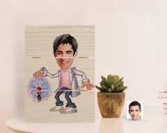 Kişiye Özel Erkek Elektrik Mühendisi Karikatürlü Otantik Masaüstü Ahşap Palet Çerçeve-1