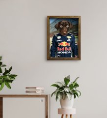 Evcil Dostlara Özel Pilot Tasarımlı Portre Doğal Masif Ahşap Çerçeveli Tablo 30x40cm-1
