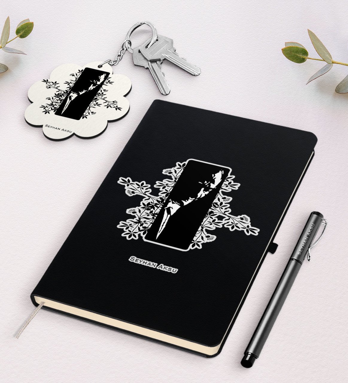 Kişiye Özel Atatürk Temalı Siyah Defter Kalem Ve Anahtarlık Hediye Seti-8