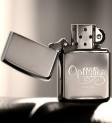 Kişiye Özel Optisyen Benzinli Gümüş Gri Metal Çakmak - 1