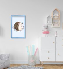 BK Home Sevimli Kirpi Tasarımlı Dekoratif Mavi Ahşap Çerçeveli Çocuk Odası Tablo-2