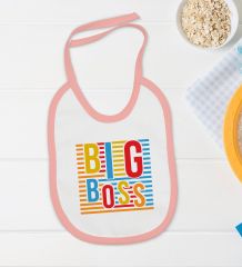 BK Kids Big Boss Tasarımlı Pembe Bebek Body Zıbın ve Mama Önlüğü Hediye Seti-1