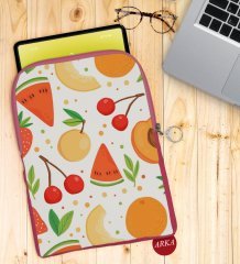 BK Gift Meyveler Tasarımlı Taşınabilir Koruyucu Tablet Kılıfı & Organizer Çanta - Pembe-1