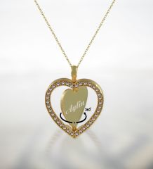 BK Gift Kişiye Özel Zirkon Taşlı Dönen Kalp Kolye