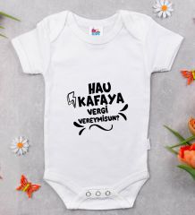 BK Kids Hau Kafaya Tasarımlı Beyaz Bebek Body Zıbın-1