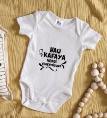 BK Kids Hau Kafaya Tasarımlı Beyaz Bebek Body Zıbın-1
