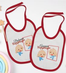BK Kids Anne ve Baba Tasarımlı 2’li Kırmızı Mama Önlüğü-2